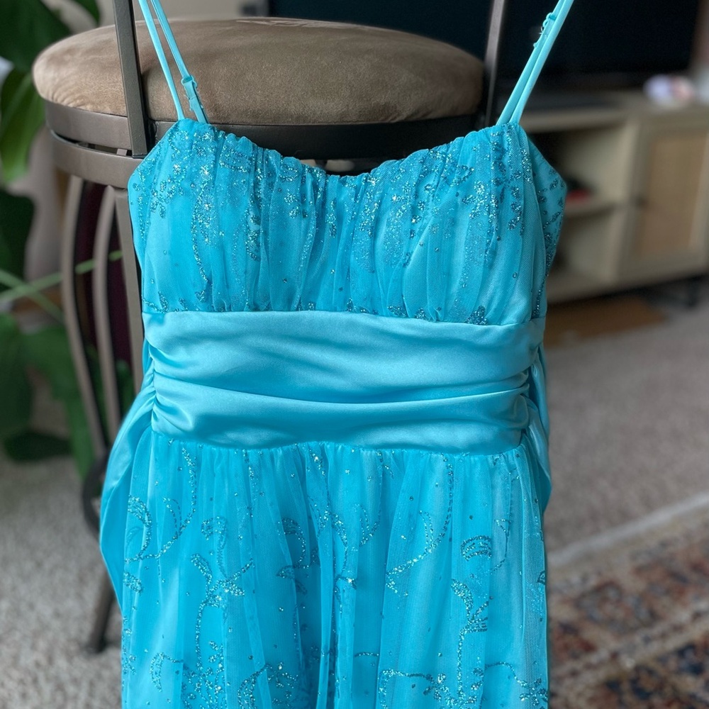 Sparkling Blue Dress with Spaghetti Straps